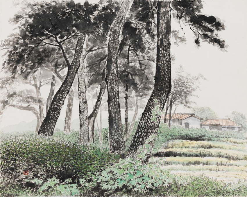 정찬향 작, 소나무숲, 30호, 수묵담채8