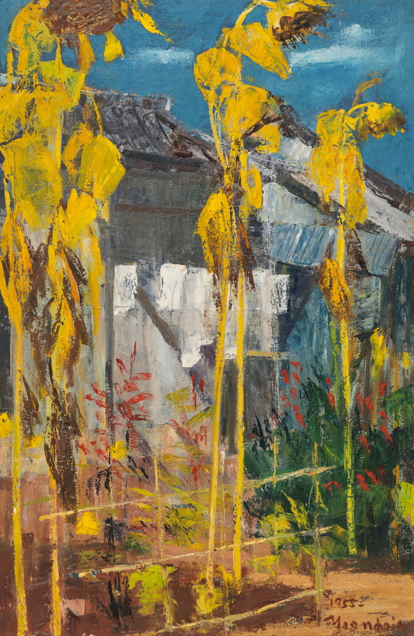 해바라기가 있는 사택,1955, 캔버스에 유채,100x73cm,유족소장