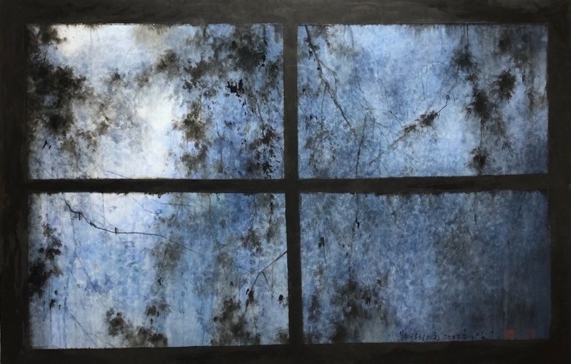 허달용 ’오월의 창’, 2022, 한지에 수묵 채색, 200x130cm