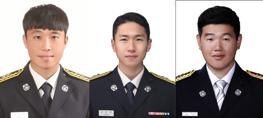  남승민 소방사 (학동119안전센터) ▲ 송창훈 소방사(소라119안전센터) ▲ 정현균 소방교(119구조대)