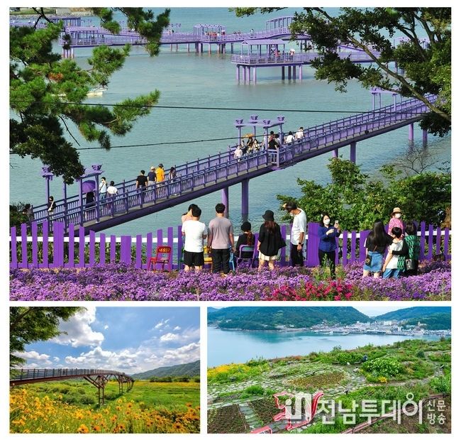 위부터 시계방향 퍼플섬, 쑥섬, 침실습지
