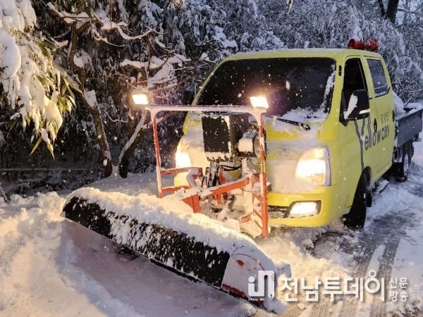 장성군, 주말 사이 21.5cm 폭설… 주민 피해 없어