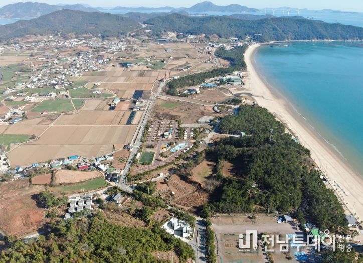 제62회 전남체전 자전거 경기 장소인 신지명사십리 일원 전경