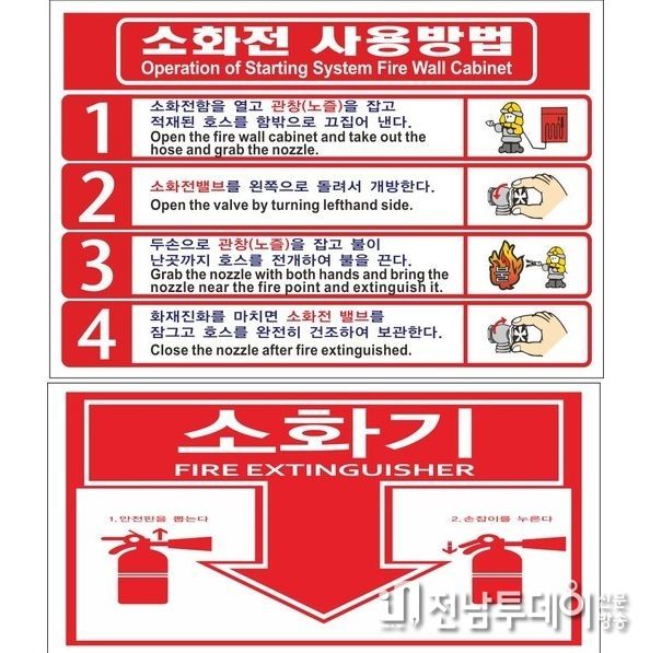 목포소방서, 옥내소화전 외국어 동시 표기 당부