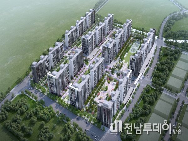 광주광역시와 접경 지역인 첨단3지구에 아파트 단지가 들어설 예정이다. 사진은 A1블록 조감도