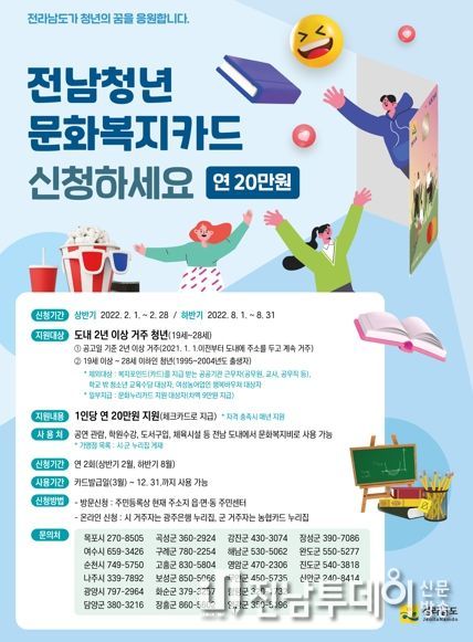 전남도, 청년 문화복지카드 지원 확대