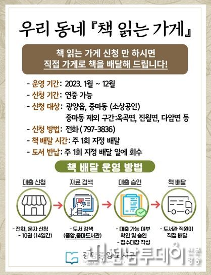 광양시립도서관, 찾아가는 서비스 '책 읽는 가게' 운영