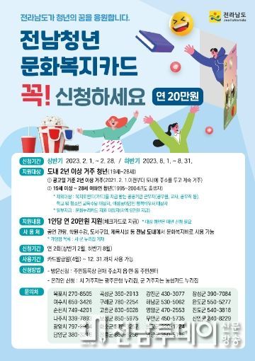 전남청년 문화복지비 지원사업 홍보 포스터