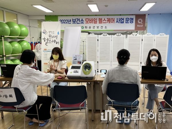 화순군(군수 구복규)은 ‘모바일 헬스케어’ 참여자 100명을 오는 2월 1일부터 선착순으로 모집한다고 밝혔다. 사진은 지난 2022년 보건소 모바일 헬스케어 사업 운영 당시의 모습.