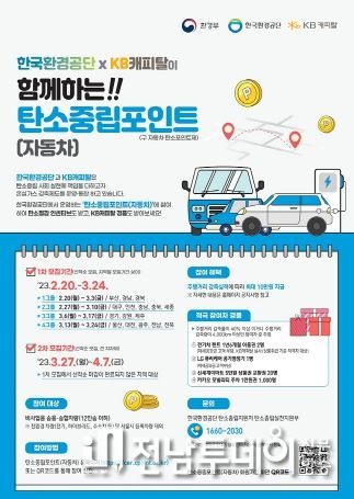 여수시가 오는 13일부터 24일까지 자동차 탄소중립 포인트제 참여자를 모집한다.