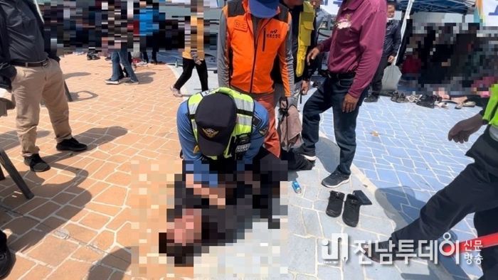 완도해경, 군외면 화합의 날 행사 중 흉기 휘두른 주취자 제압