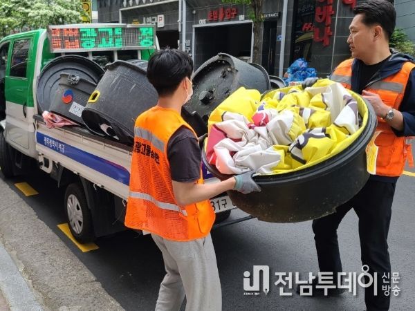 광주광역시 서구, 상무지구 내 불법 풍선광고물 일제 정비