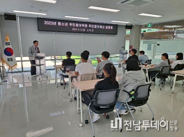 예산학교 개최: 2일 2023년 청소년 주민참여위원 주민참여예산 설명회를 하고 있다.