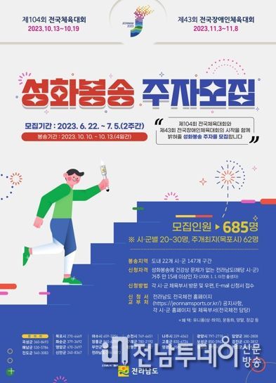 목포시가 전국체전과 전국장애인체전 성화봉송주자 62명을 모집한다