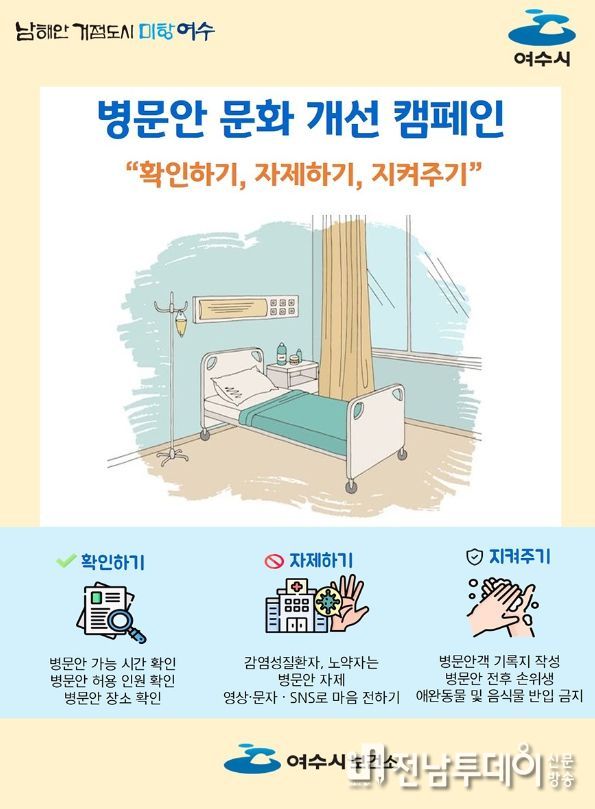 여수시는 다음달 1일부터 8일까지 환자와 시민 모두의 안전한 병문안 문화 개선을 위한 캠페인을 전개한다.