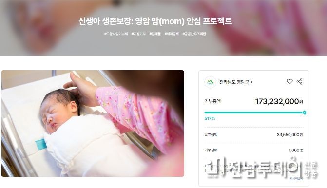 영암군, 지난해 고향사랑기부로 12억3,600만원 모금