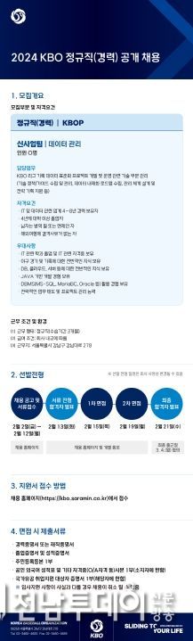 2024년 KBO 정규직(경력) 채용 공고