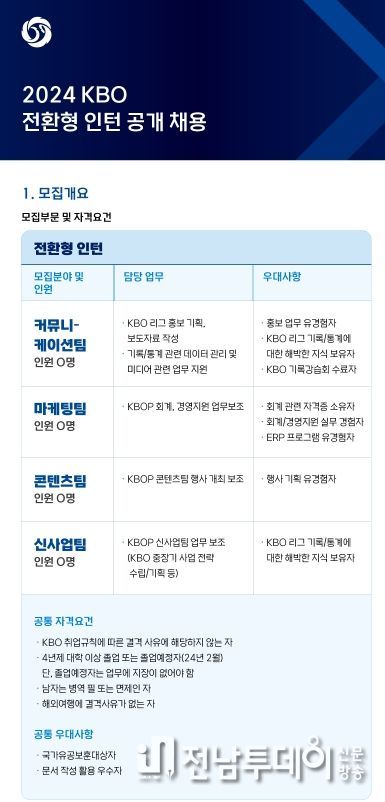 KBO 전환형 인턴 채용