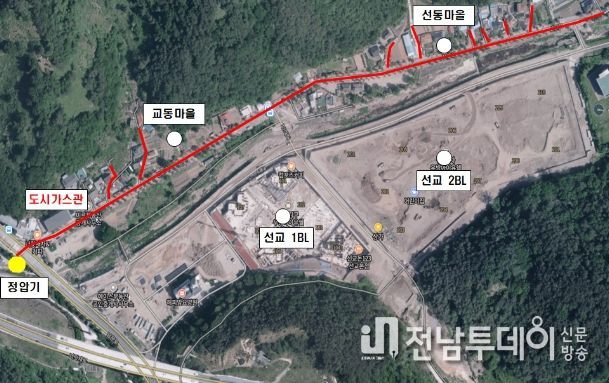 주민 숙원, 선교동 자연마을 도시가스 공급(위치도)