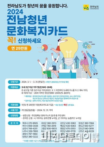 영암군, 이달 말까지 전남 청년문화복지카드 신청 접수