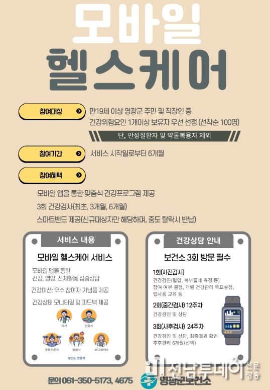 영광군, 2024년 모바일헬스케어 사업 참여자 모집