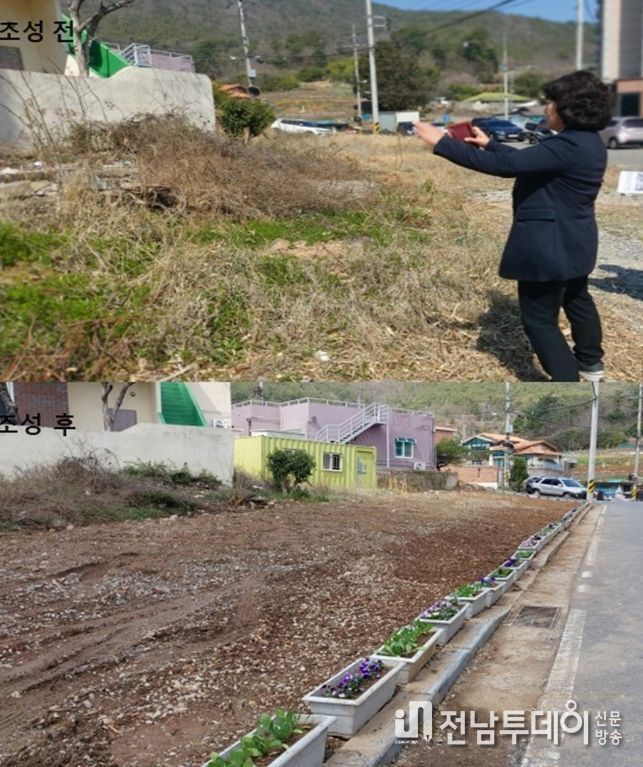 여수시 문수동, 도심 흉물 공한터를 꽃밭으로