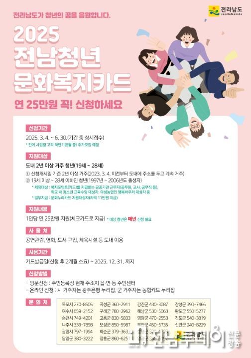 전남청년 문화복지카드 홍보 포스터