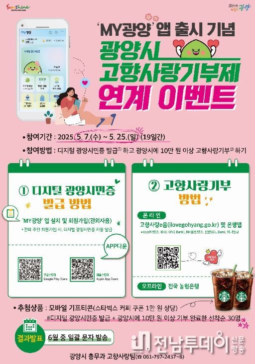  ‘디지털 광양시민증’ 및 ‘고향사랑기부제’ 연계 이벤트