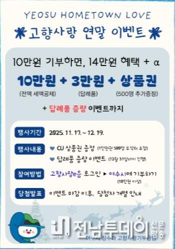 여수시, 고향사랑기부제 연말 이벤트 진행