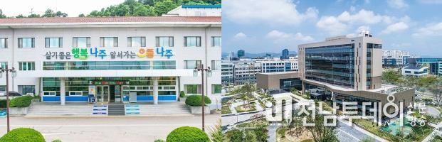 나주시청 전경(왼쪽)과 한국인터넷진흥원 전경(오른쪽).