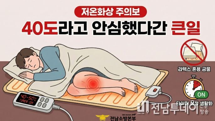 전남소방, 이불 속 '저온화상' 주의보