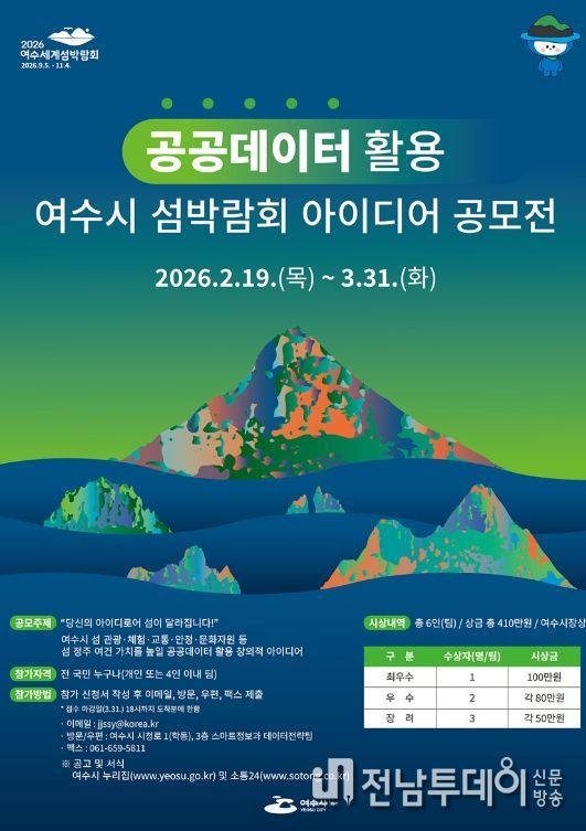 ‘공공데이터 활용 여수시 섬박람회 아이디어 공모전’ 포스터
