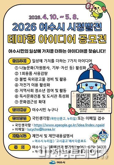 ‘2026년 여수시 시정발전 테마형 아이디어 공모’ 포스터